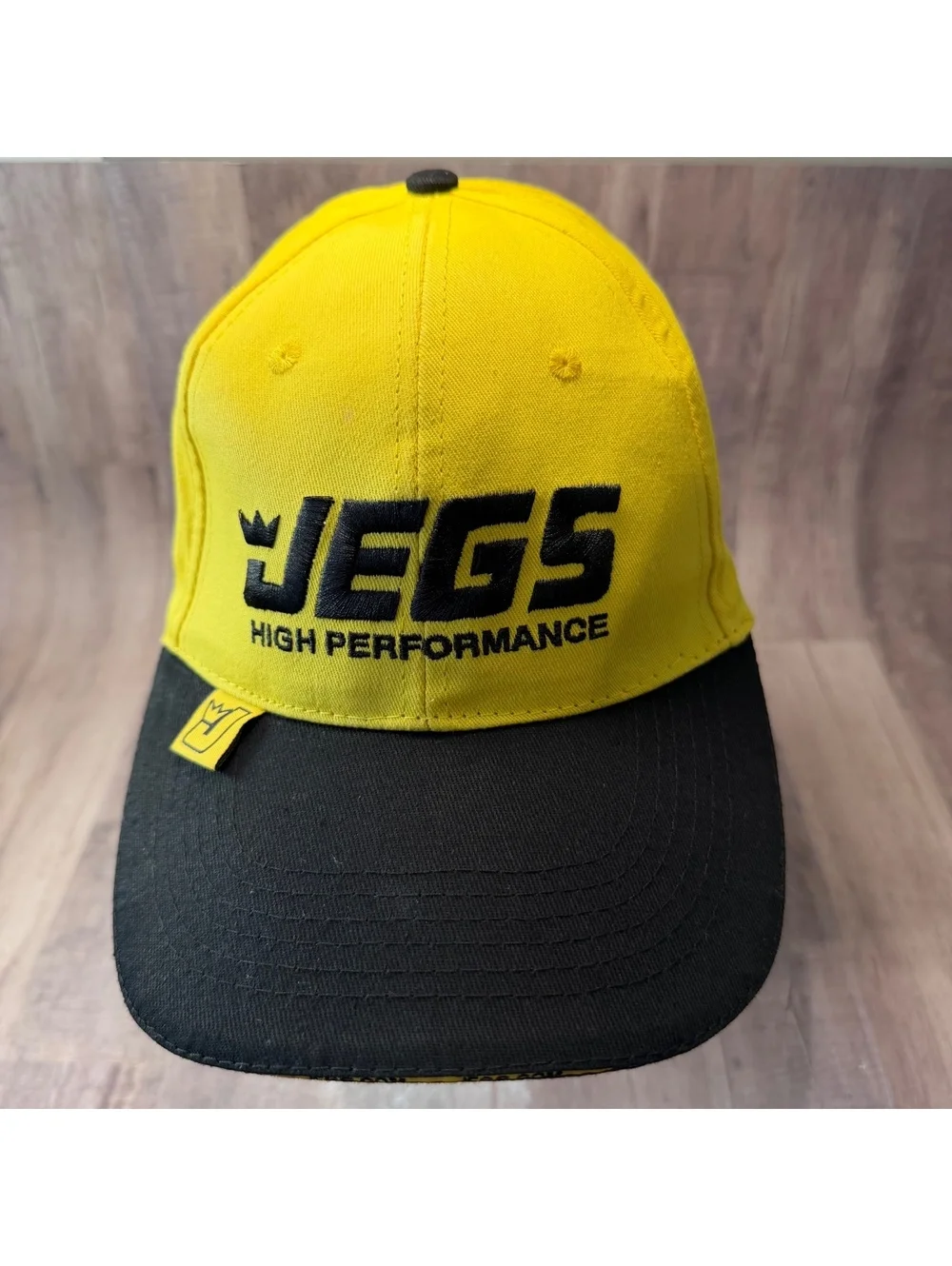 JEGS High Performance Parts Jegs.Com Hat Black & Yellow Hook & Loop Cap NEW